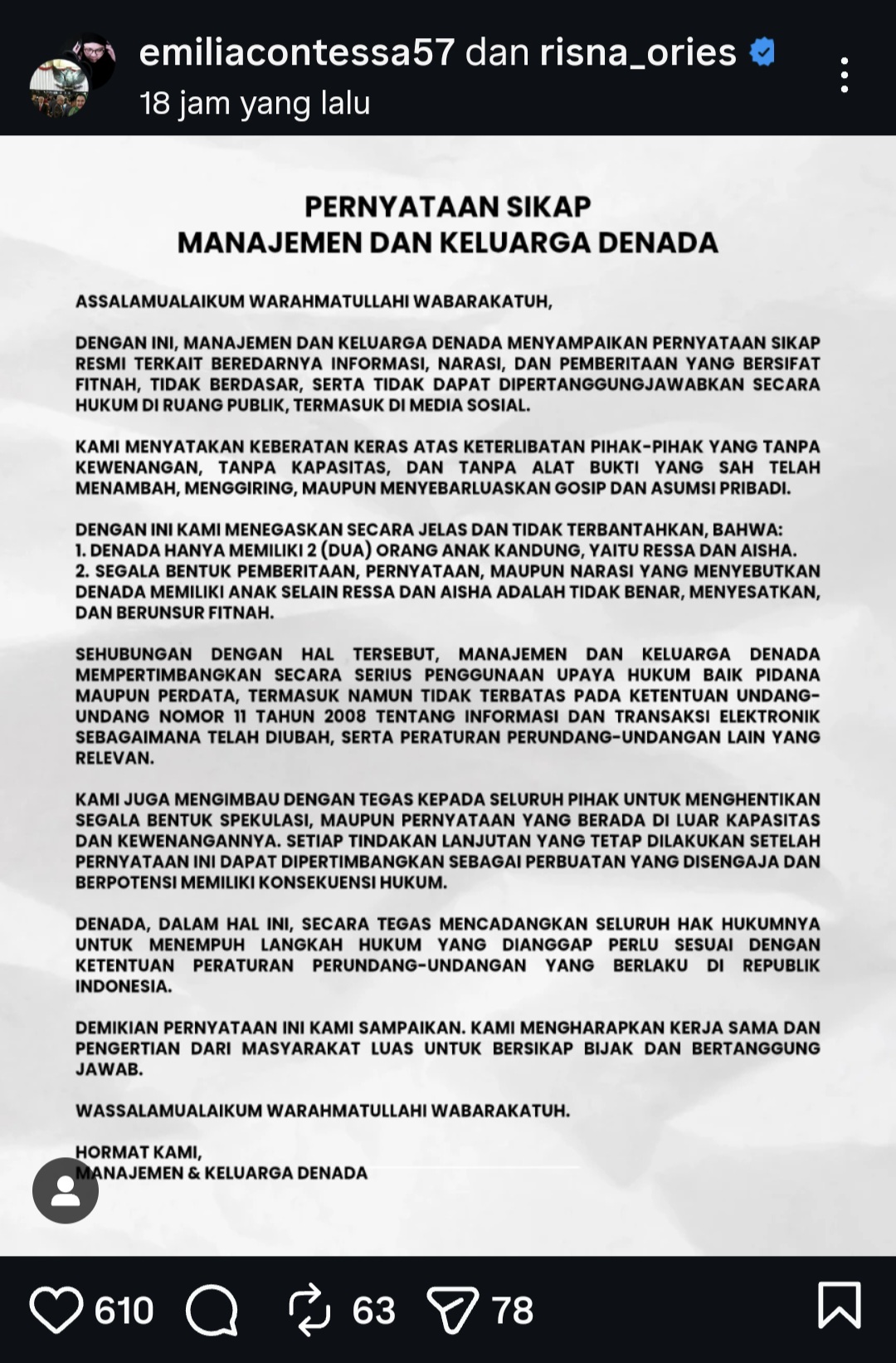 Ramai Isu Denada Punya 3 Anak, Pihak Keluarga Tegaskan Fakta Sebenarnya