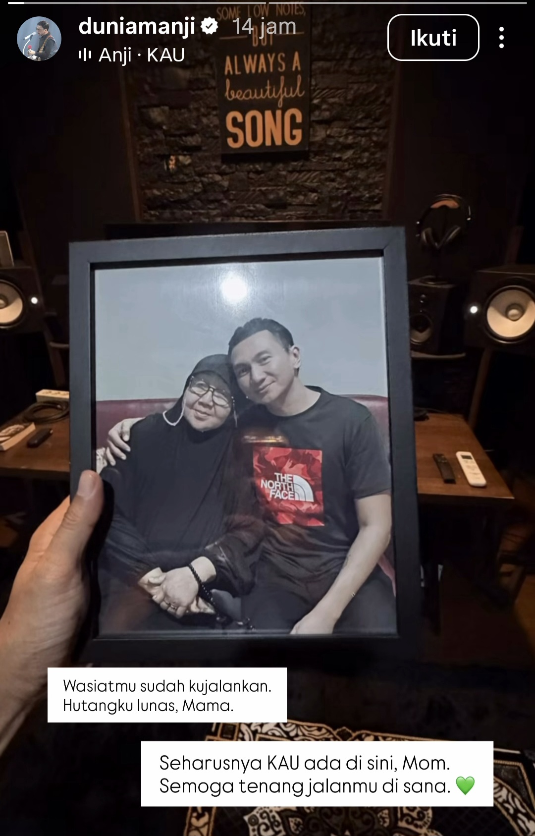 Usai Menikah Lagi, Anji Tulis Pesan Haru untuk Mendiang Ibunda