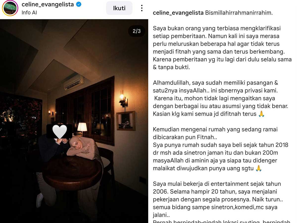 Bantah jadi Simpanan Pejabat, Celine Evangelista Mangaku sudah Punya Pasangan