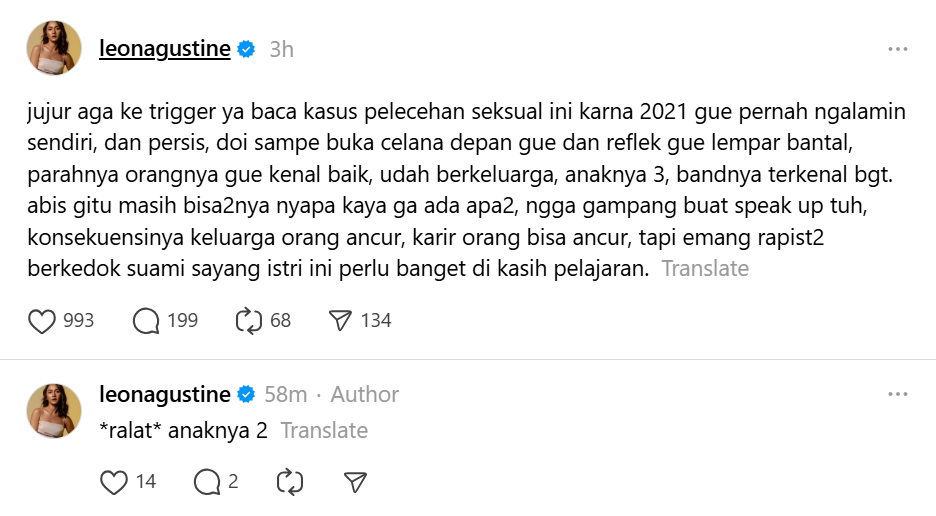 Leona Agustine Alami Pelecehan Seksual oleh Anggota Band Terkenal Inisial R