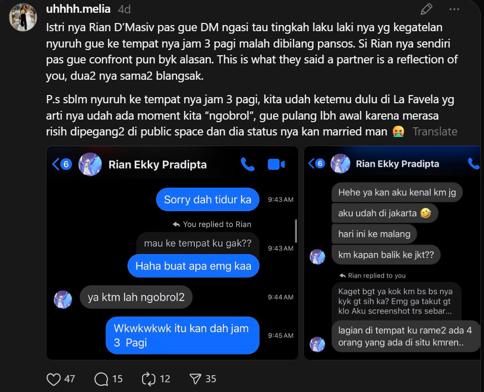 Viral! Rian dMasiv Dituduh Lakukan Pelecehan, Ada Bukti Chat