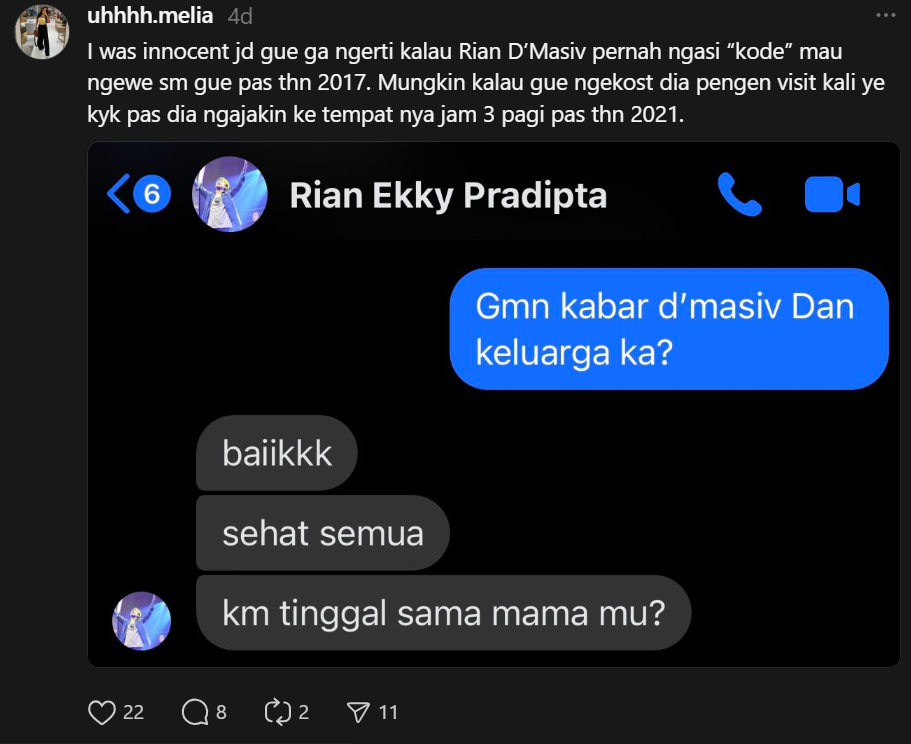 Viral! Rian dMasiv Dituduh Lakukan Pelecehan, Ada Bukti Chat