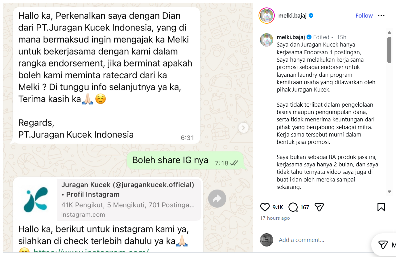 Melki Bajaj Klarifikasi Usai Terseret Dugaan Kasus Investasi Bodong