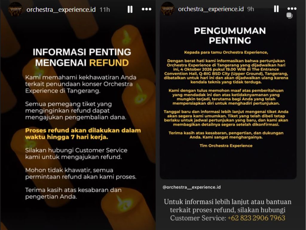 refund tiket Konser Orchestra Experience