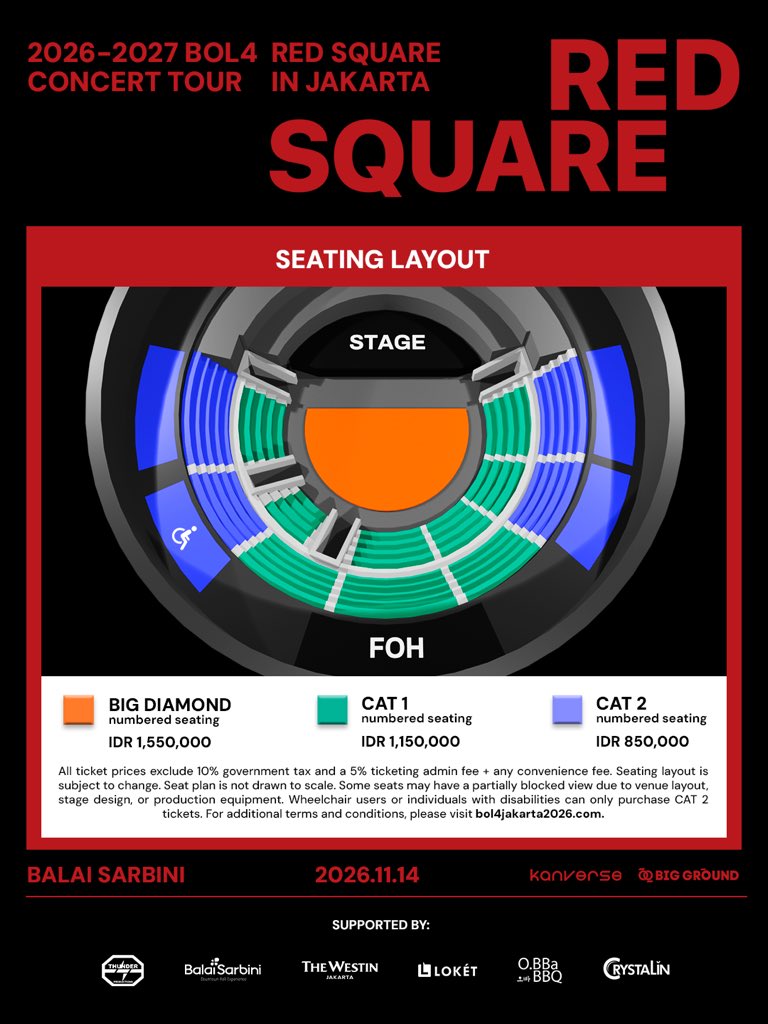 Seat Plan Konser BOL4 di Jakarta 2026