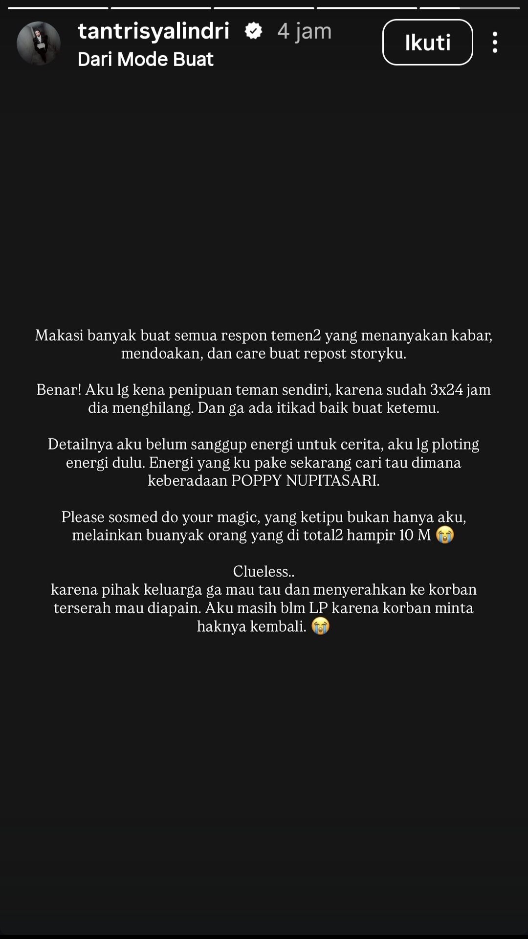 Tantri Kotak jadi Korban Penipuan Teman Sendiri, Kerugian Capai Rp10 Miliar
