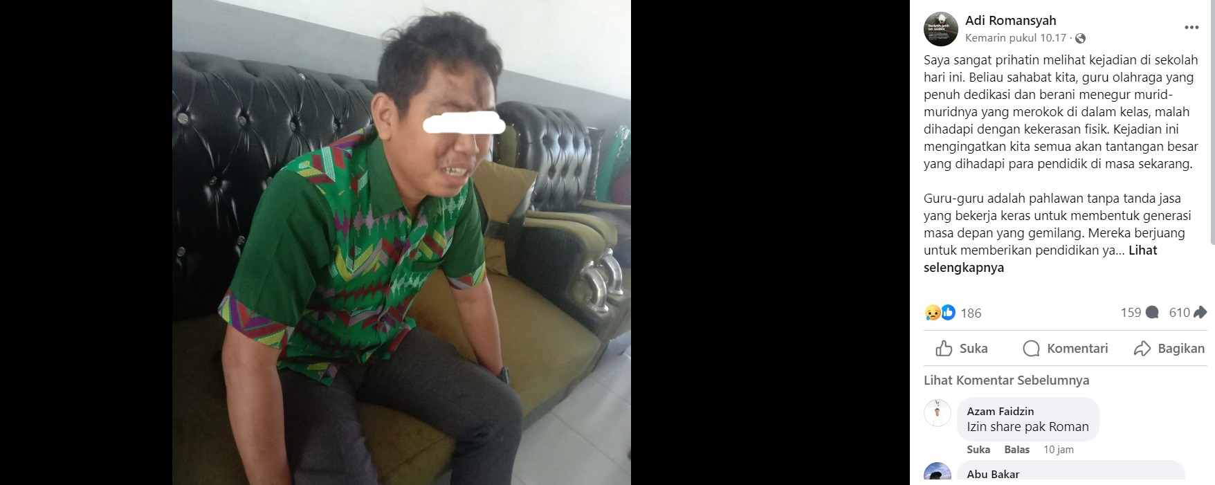 Tak Terima Ditegur Merokok Dalam Kelas, Siswa SMK di Bima Aniaya Guru hingga Babak Belur