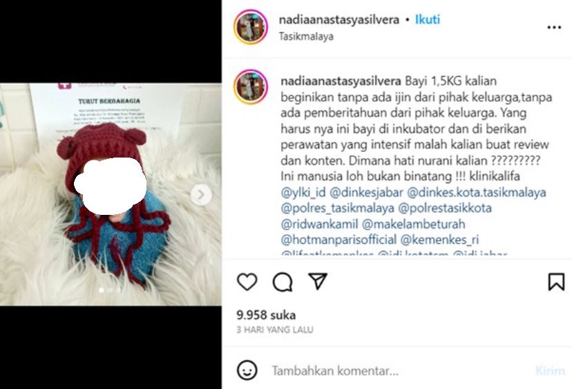 Viral! Bayi Prematur di Tasikmalaya Meninggal usai Jadi Model Konten Klinik