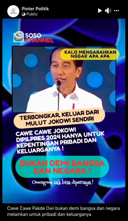 [Cek Fakta] Jokowi Cawe-Cawe di Pilpres 2024 Demi Keluarga? Ini Faktanya