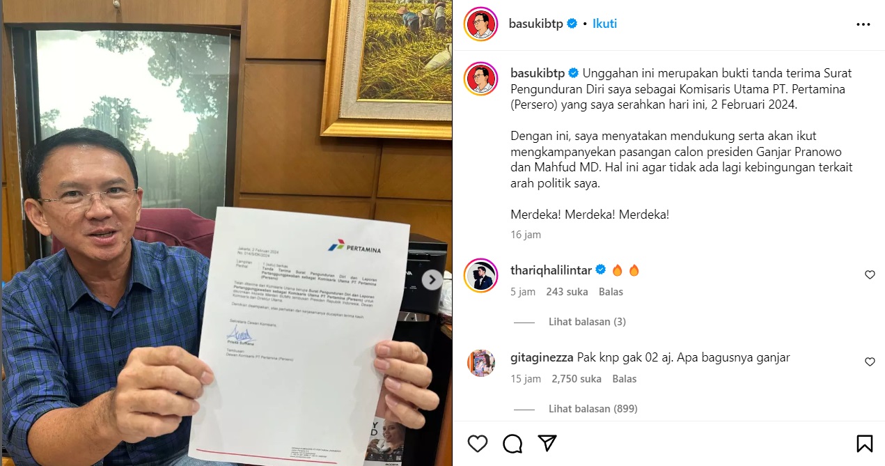 Mundur dari Komut Pertamina, Segini Besaran Gaji yang Dilepas Ahok
