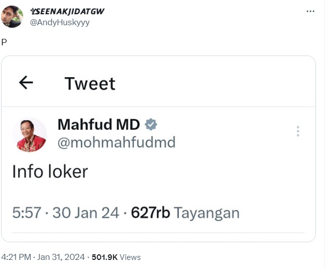 Muncul Cuitan Mahfud MD Cari Info Loker, Ternyata Hasil Kreativitas Netizen