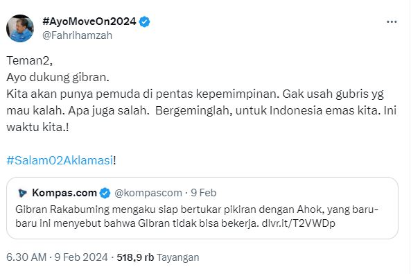 Netizen Buat Fahri Hamzah Berantem dengan Dirinya Sendiri