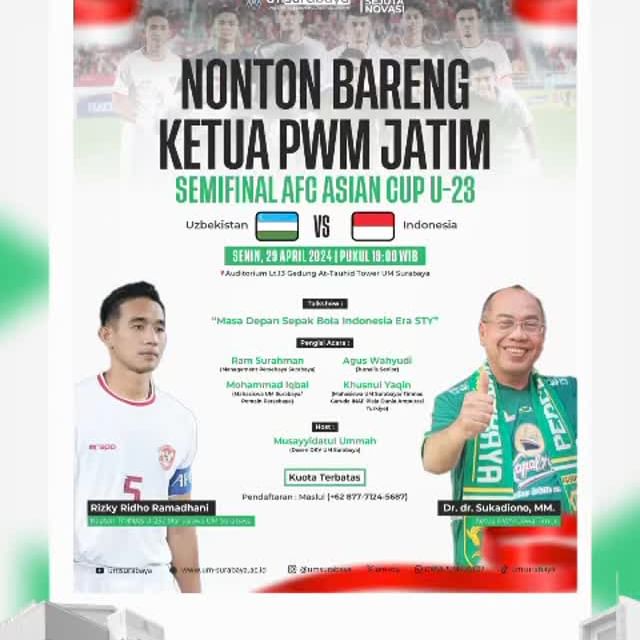Info Lokasi Nobar Timnas Indonesia vs Uzbekistan Piala Asia U-23 di Surabaya