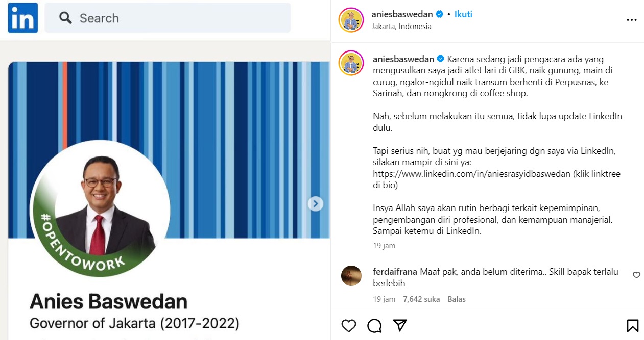 Mengaku Jadi Pengangguran, Anies Baswedan Pasang Open to Work di LinkedIn