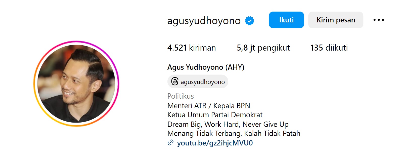 Gercep! AHY Langsung Ganti Bio Medsos usai Dilantik Jadi Menteri ATR/BPN