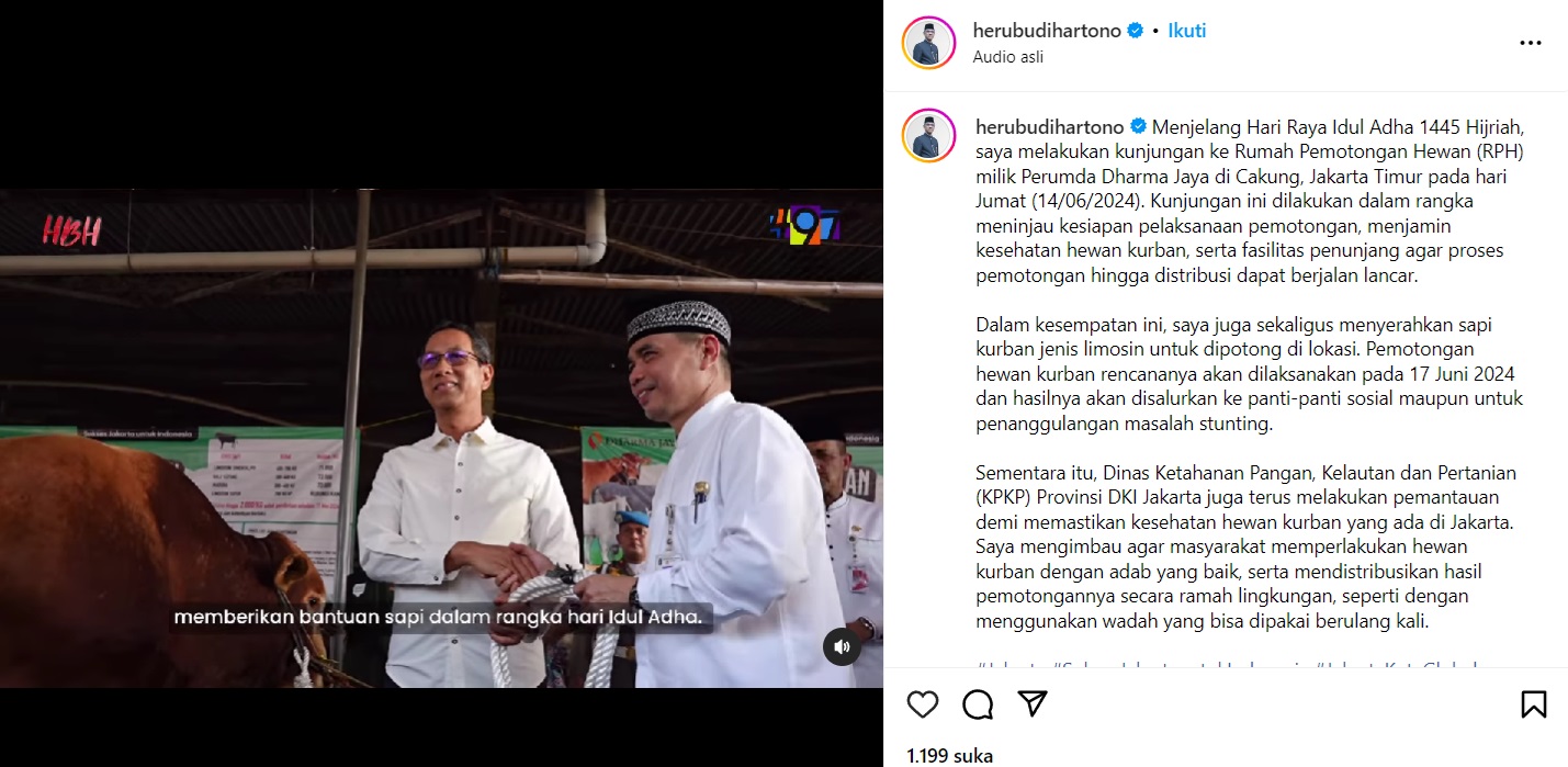 Jelang Iduladha, Pemprov DKI Salurkan 621 Sapi Kurban ke Sejumlah Wilayah