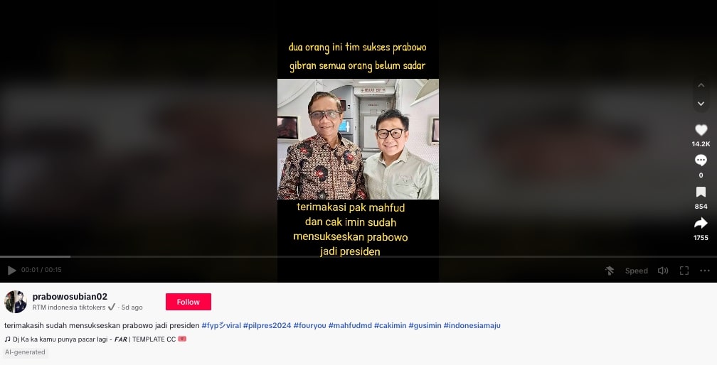 [Cek Fakta] Mahfud MD dan Muhaimin Iskandar Jadi Timses Prabowo-Gibran, Ini Faktanya