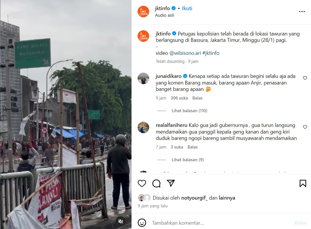 Tawuran Antarwarga Pecah di Bassura Jaktim, 5 Polisi Terluka