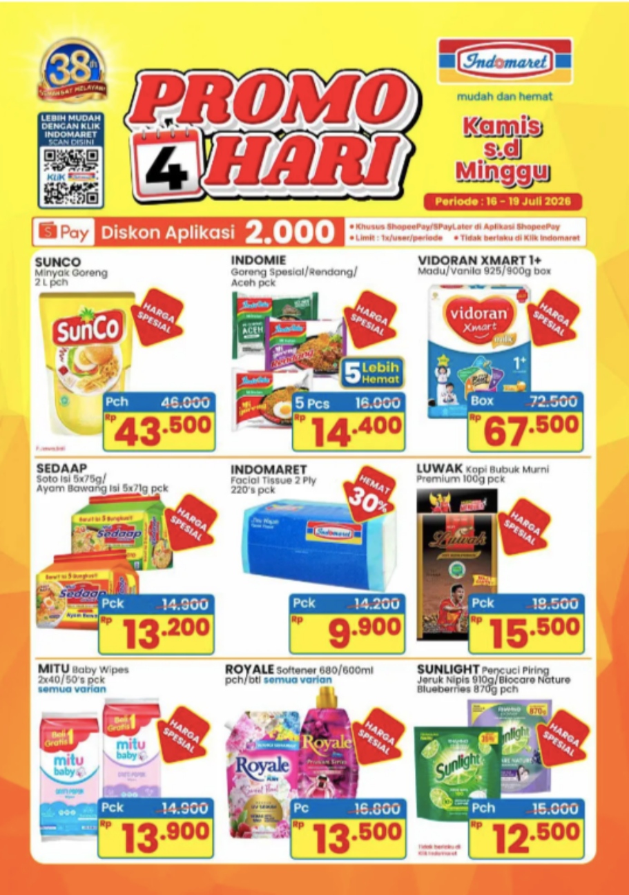 Belanja Lebih Hemat! Cek Daftar Promo Indomaret 16-19 Juli2026