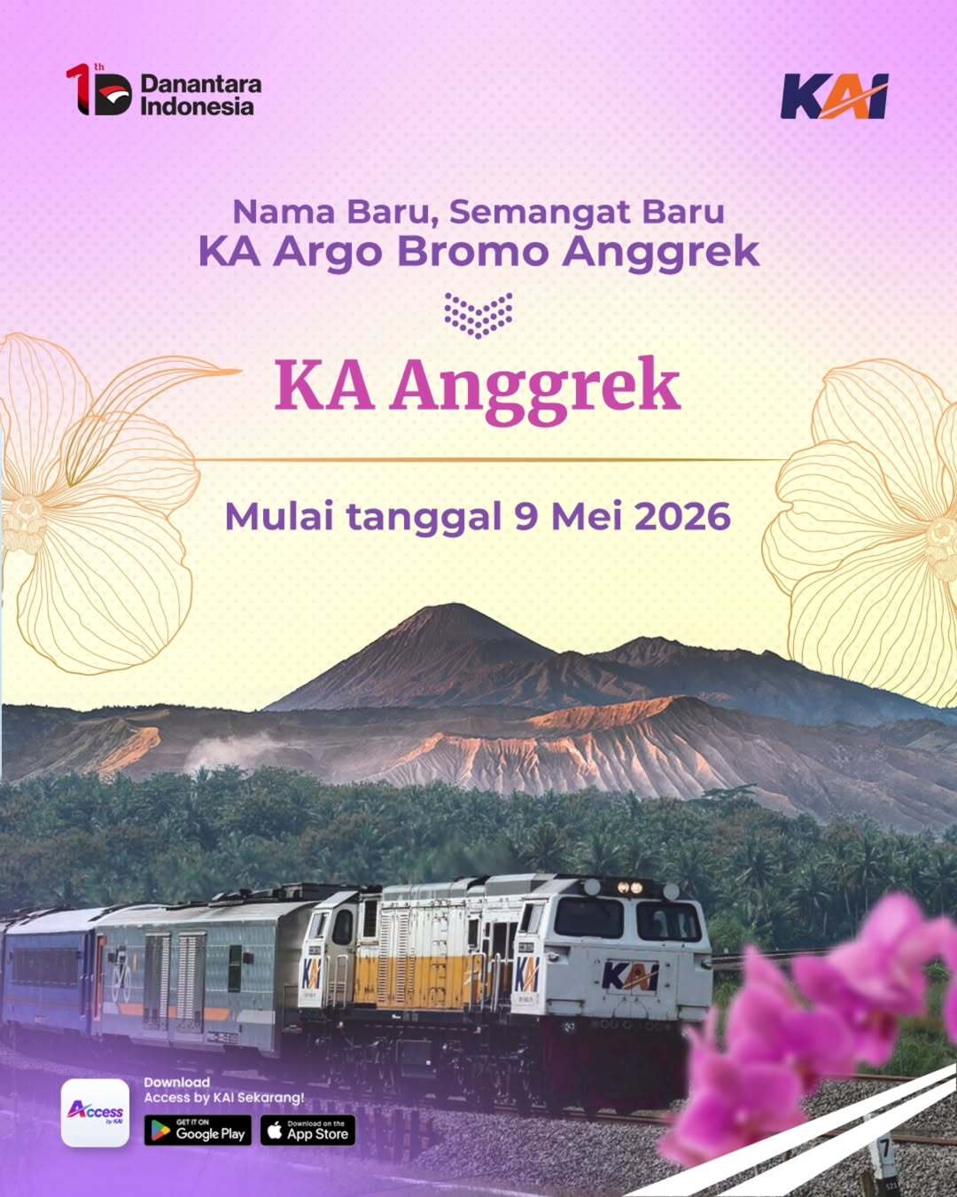 KAI Ubah Nama KA Anggrek Bromo Jadi KA Anggrek