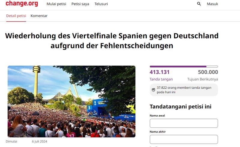 Muncul Petisi Minta Laga Spanyol vs Jerman Diulang, Tembus 400 Ribu Tanda Tangan