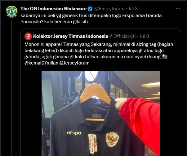 Kaus Berkerah Resmi Timnas Indonesia Diperdebatkan tidak Orisinal
