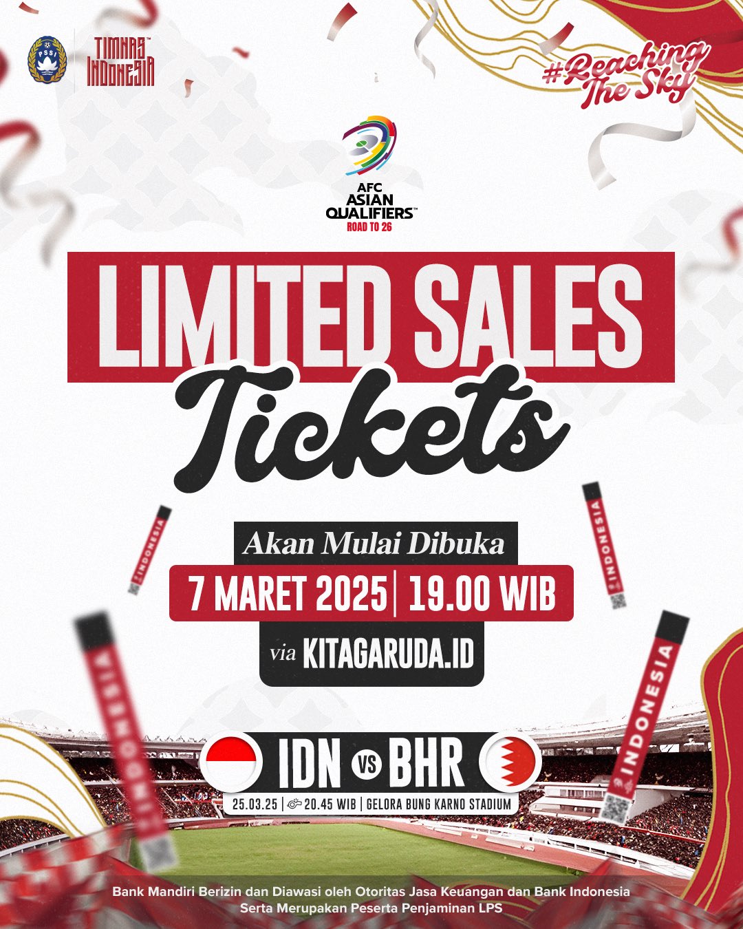 Jangan Sampai Kehabisan! Penjualan Terbatas Tiket Timnas Indonesia vs Bahrain Dibuka Malam Ini Lewat Kita Garuda