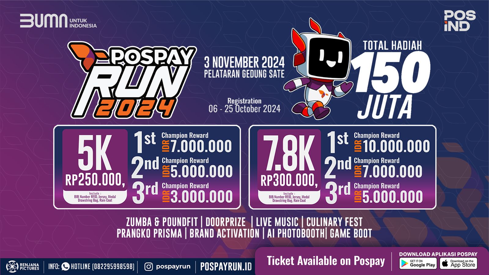 Runners Wajib Ikut! Pospay Run 2024 Digelar 3 November, Berhadiah Total Rp150 Juta