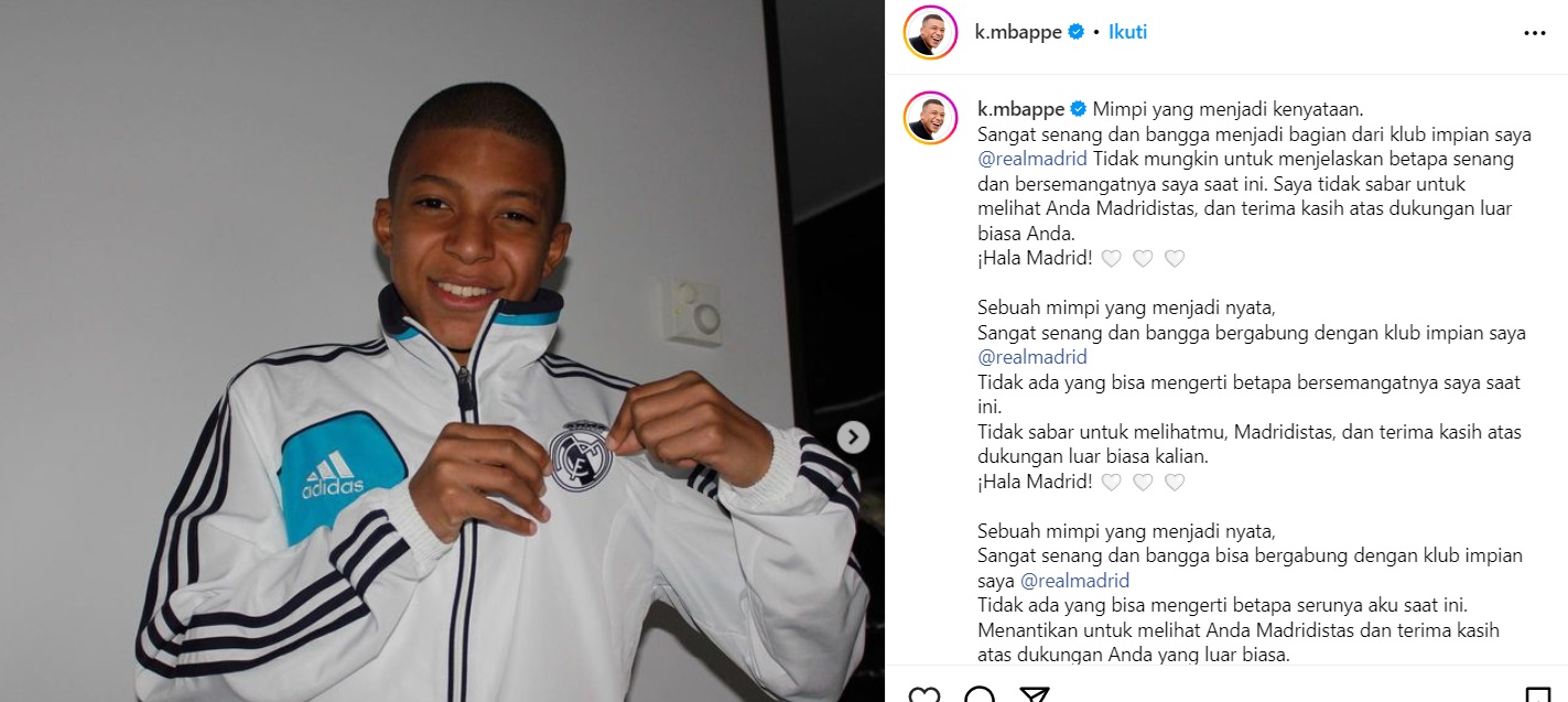 Resmi Gabung Real Madrid, Kylian Mbappe: Mimpi yang Menjadi Nyata