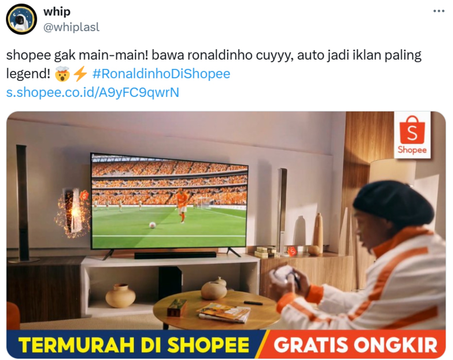 Wow! Legenda Sepak Bola Ronaldinho Muncul di Iklan Terbaru Shopee