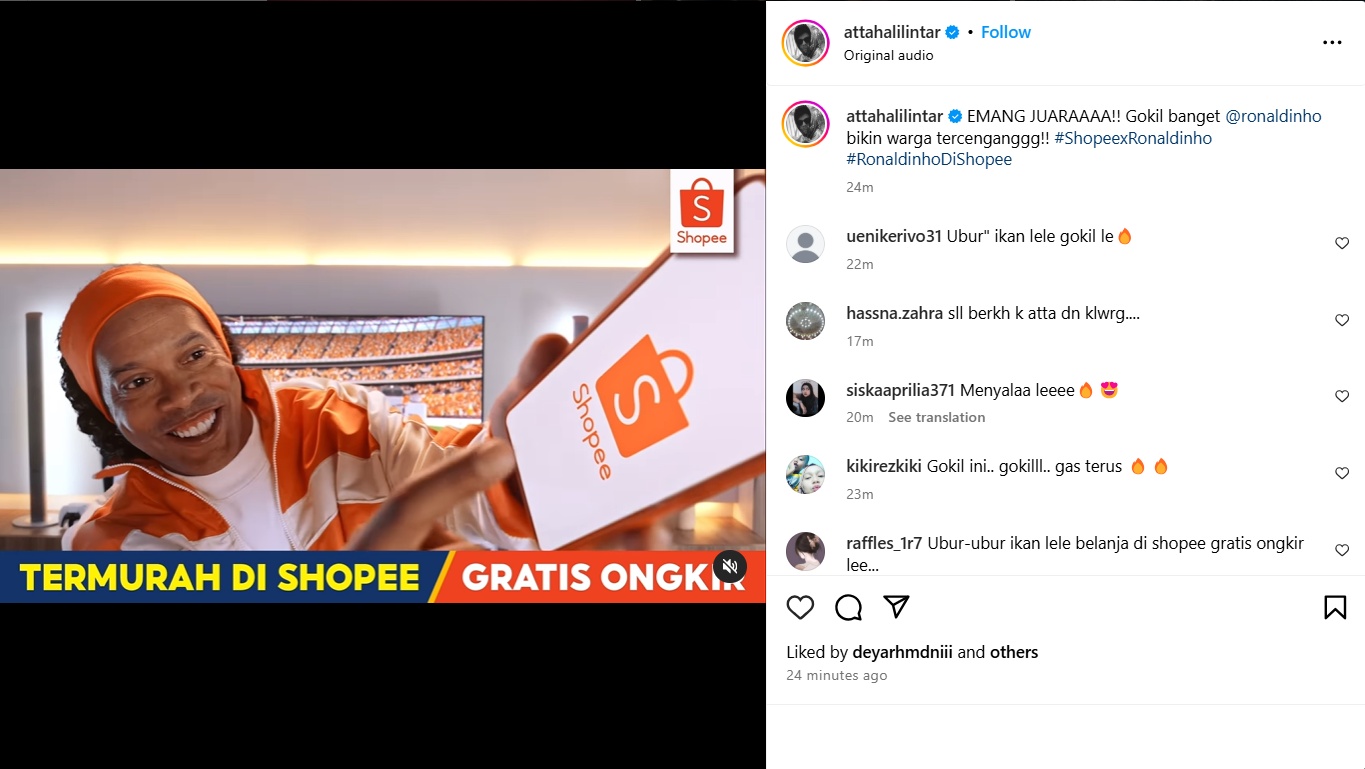 Wow! Legenda Sepak Bola Ronaldinho Muncul di Iklan Terbaru Shopee