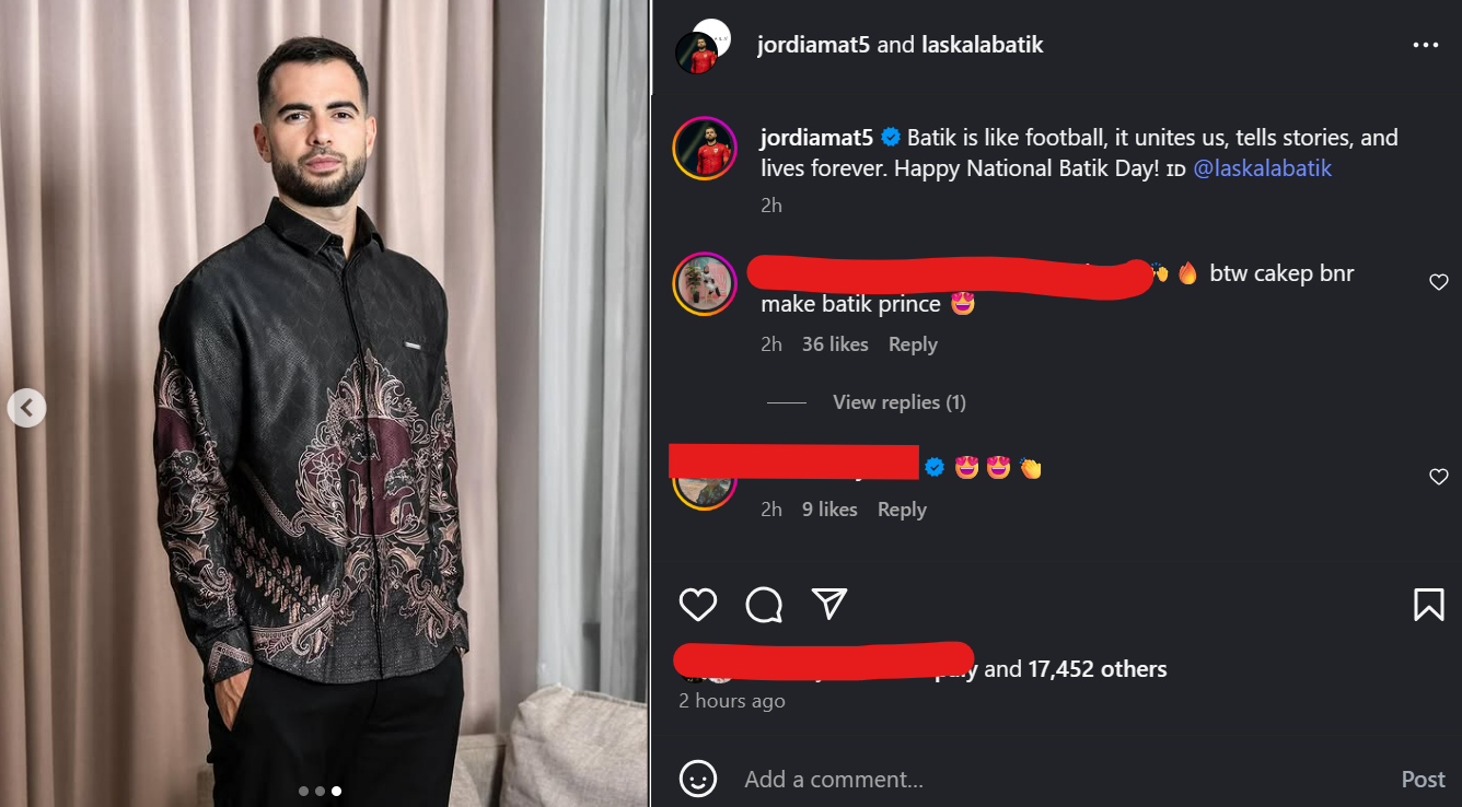 Jordi Amat Rayakan Hari Batik Nasional, Tampil Gagah dengan Tiga Motif Batik Berbeda