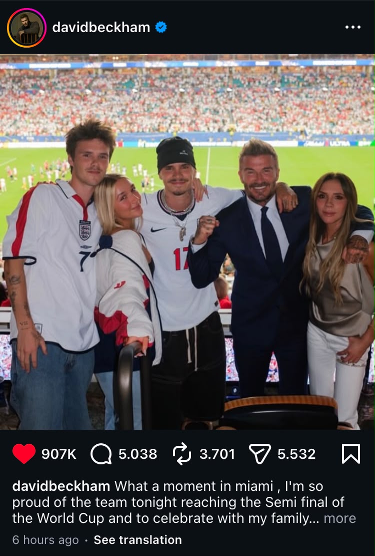 David Beckham Rayakan Kemenangan Inggris ke Semifinal Piala Dunia