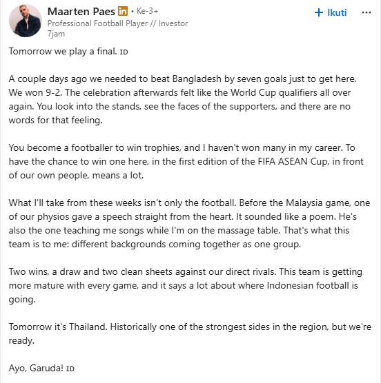 Tangkapan Layar LinkedIn Maarten Paes