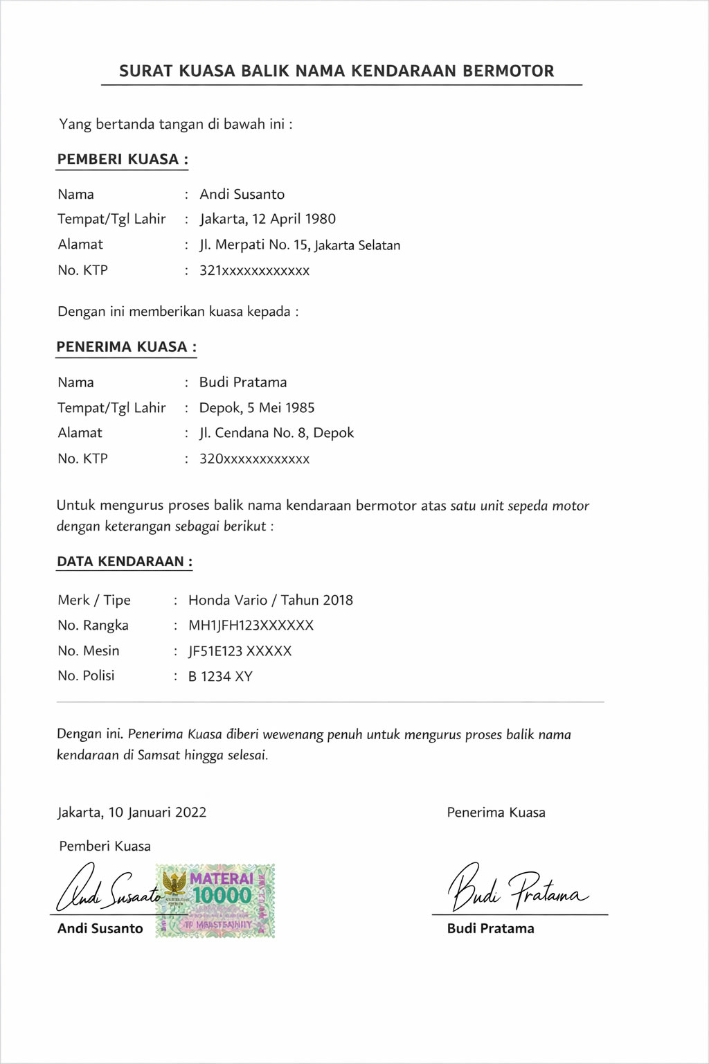 Surat Kuasa Balik Nama Motor: Pengertian, Fungsi, dan Cara Membuatnya