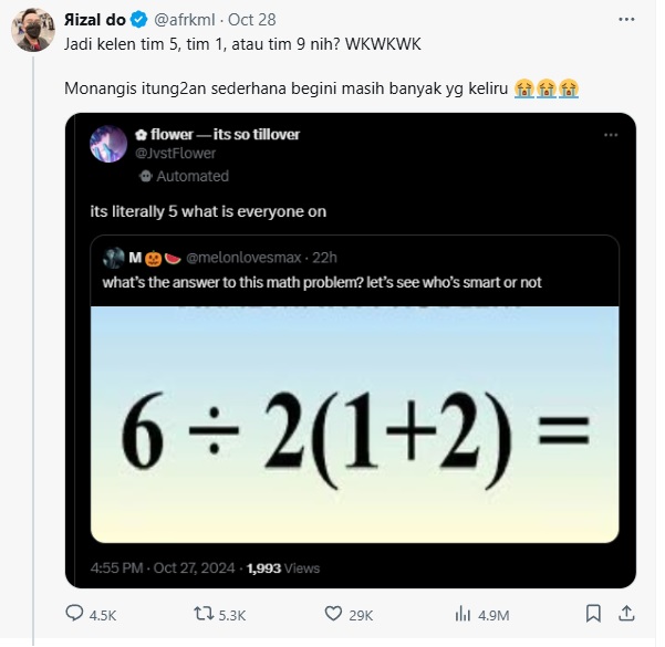 Jerome Polin Ikutan Jawab Soal Matematika yang Lagi Viral, Begini Jawabannya