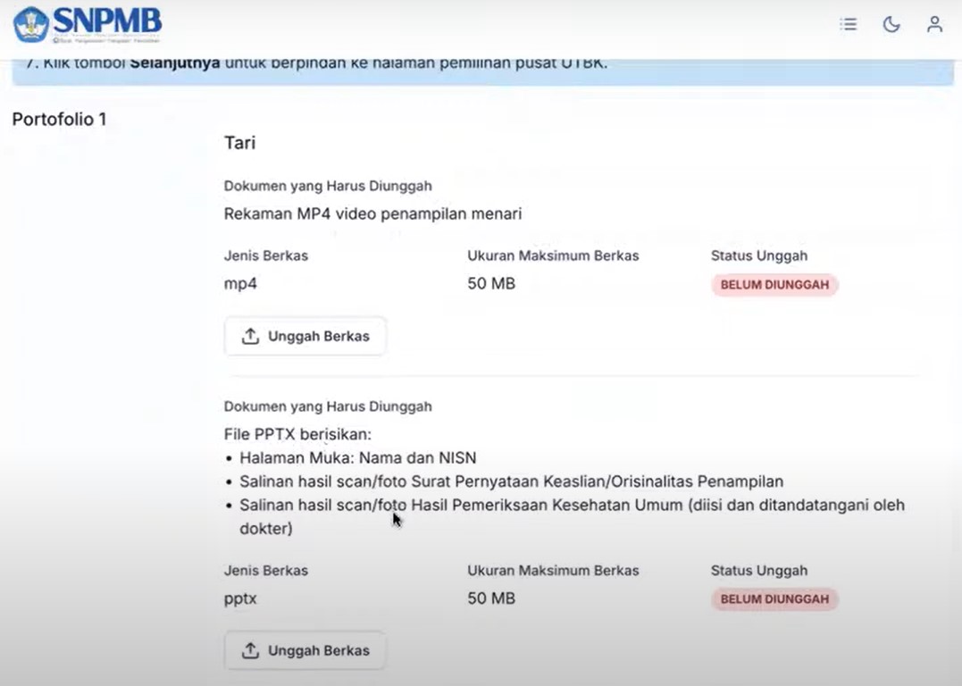 Link Download Template Portofolio SNBT 2025 untuk Prodi Olahraga dan Seni