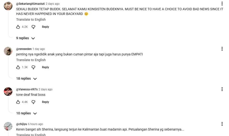 Contoh Komentar Tone-Deaf_ DOK Youtube Maudy Ayunda