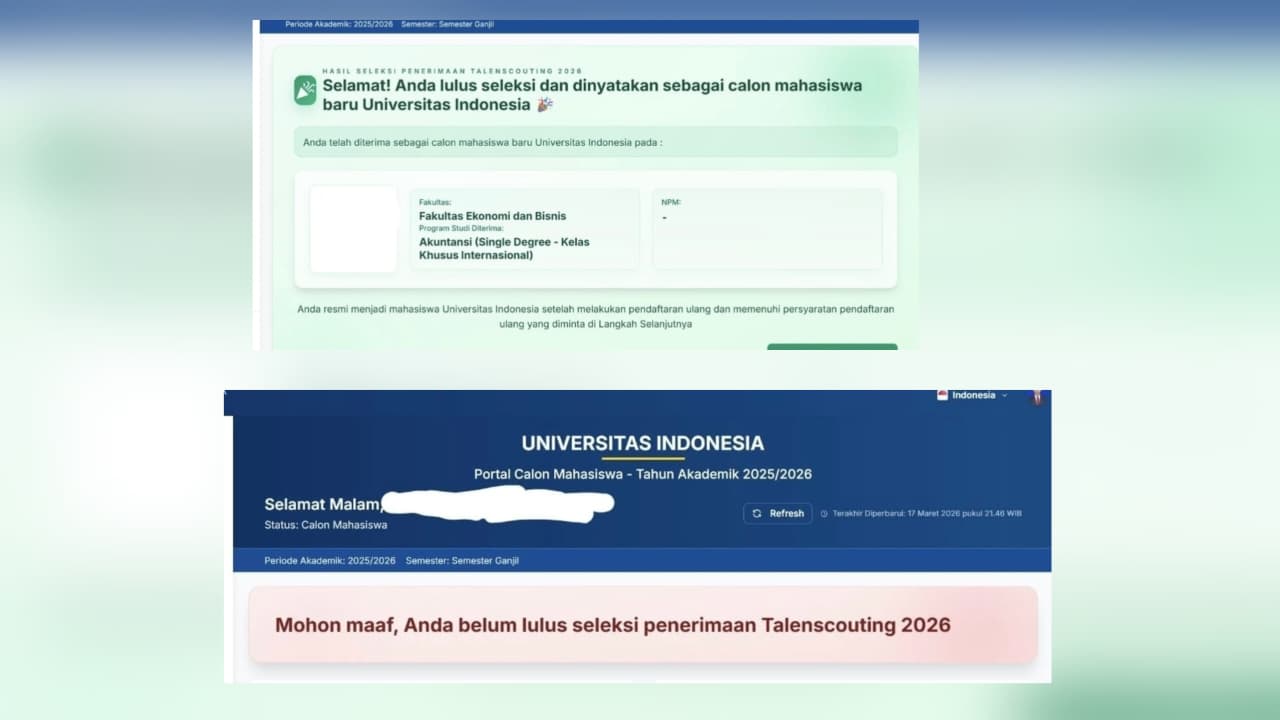 Status Pengumuman Talent Scouting UI Eror dari Lulus Jadi Belum Lulus, Ini Klarifikasi UI