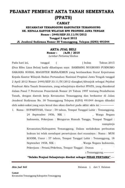 Cara Mengajukan AJB Sementara yang Benar beserta Contohnya