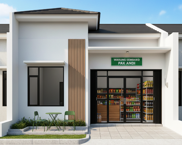 Desain Hunian Modern dengan Ruang Usaha <i>Laundry</i> hingga Kedai Kopi