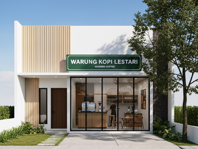 Desain Hunian Modern dengan Ruang Usaha <i>Laundry</i> hingga Kedai Kopi