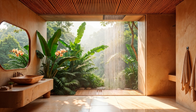 5 Inspirasi Kamar Mandi Semi <i>Outdoor</i> untuk Hunian Tropis yang Nyaman