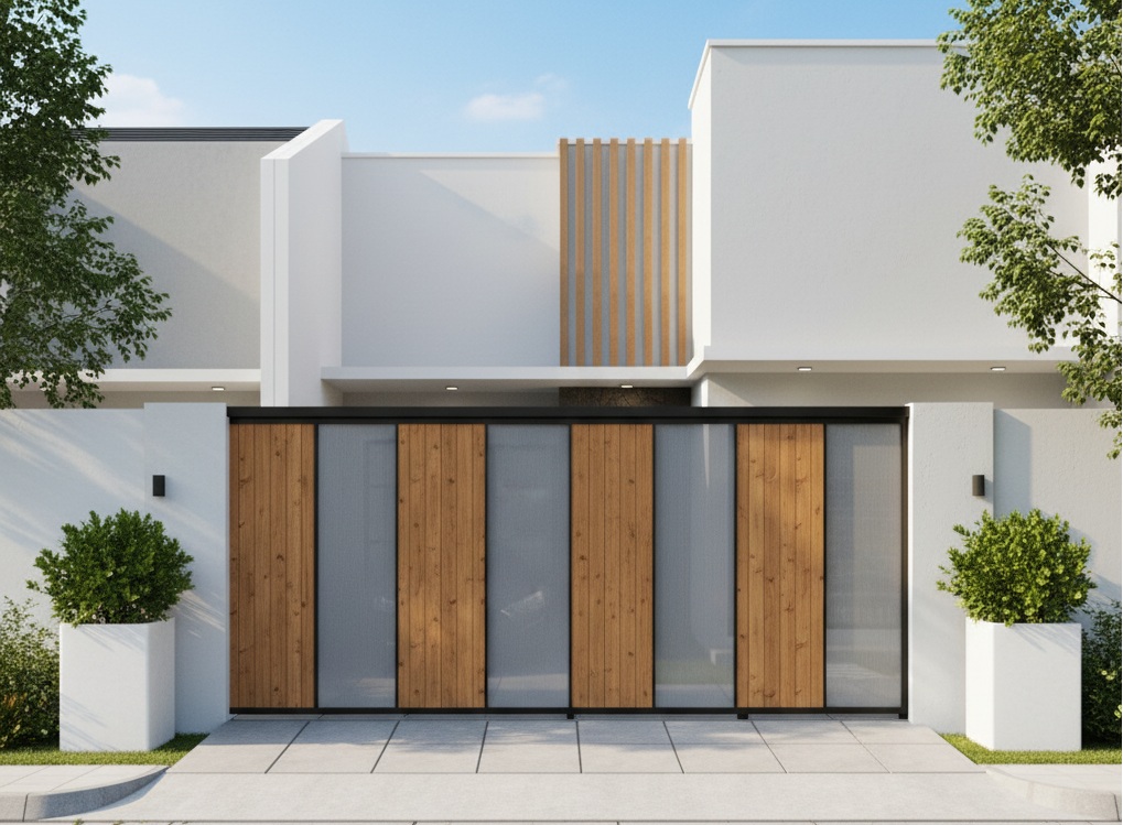 Inspirasi Pagar Kayu Kombinasi Polikarbonat untuk Rumah Modern