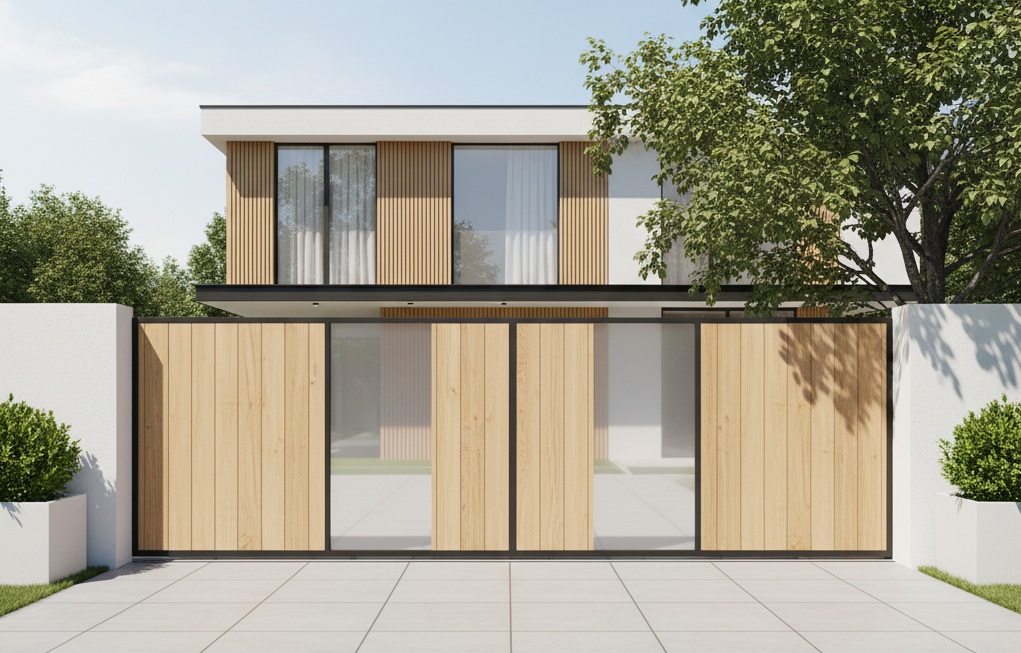 Inspirasi Pagar Kayu Kombinasi Polikarbonat untuk Rumah Modern