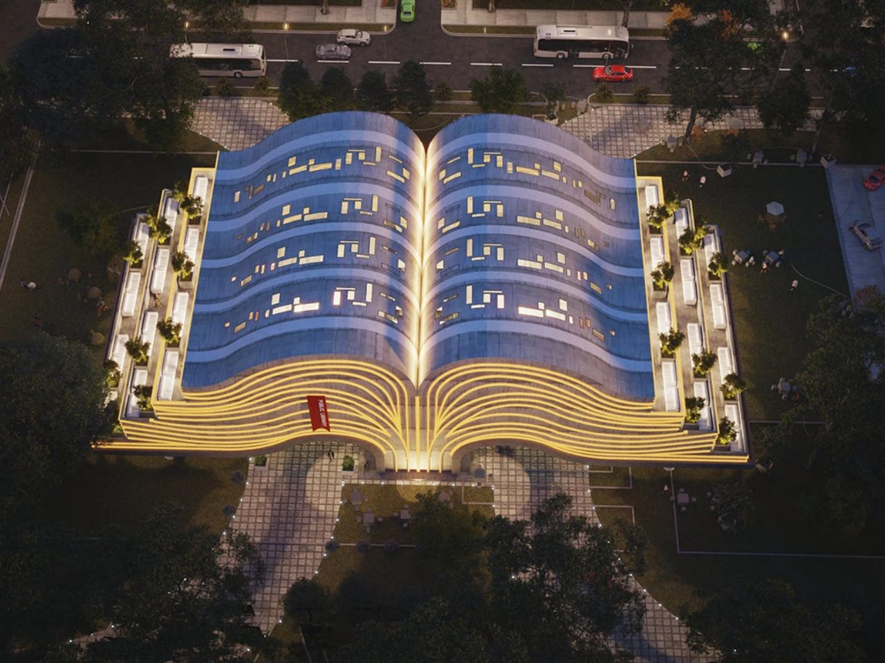 Simbol Ilmu Pengetahuan, Perpustakaan Ini Dirancang Seperti Buku Raksasa