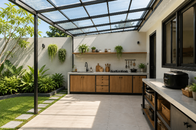 Desain Dapur Belakang Rumah Favorit, Nyaman untuk Memasak