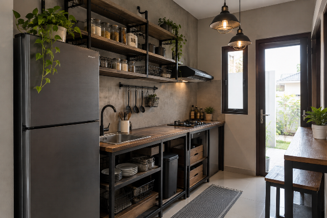 Desain dapur mini industrial