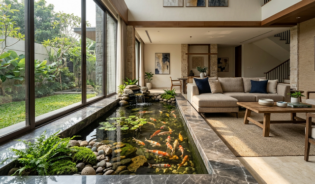 5 Inspirasi Desain Kolam Ikan di Ruang Tamu Estetik dan Menenangkan
