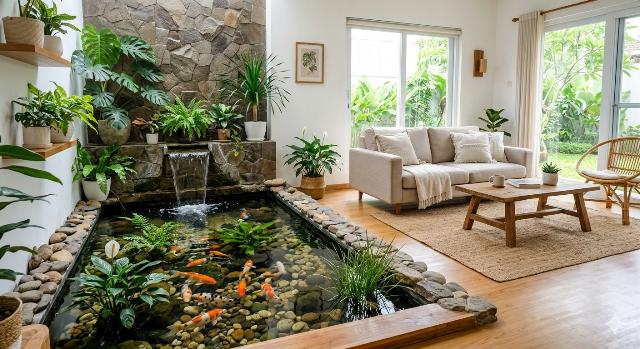5 Inspirasi Desain Kolam Ikan di Ruang Tamu Estetik dan Menenangkan